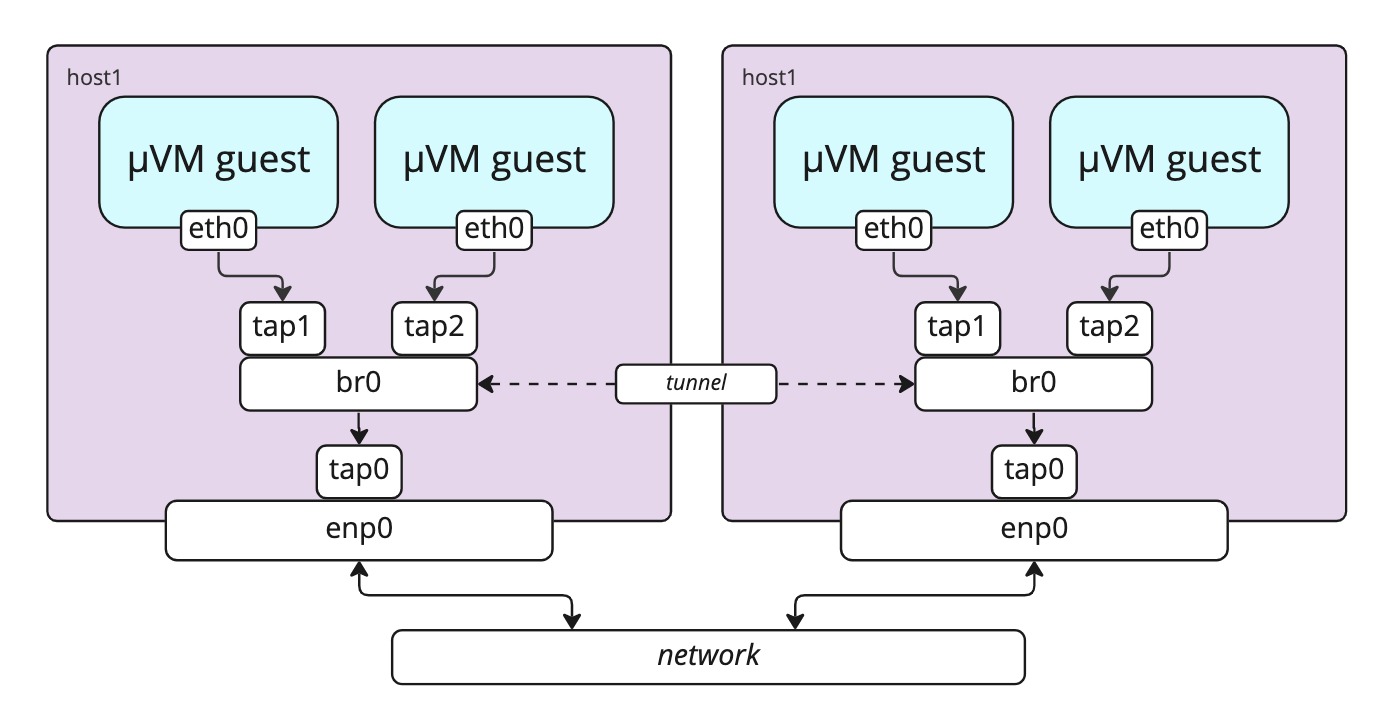 Liquid Metal Microvms bridge networking