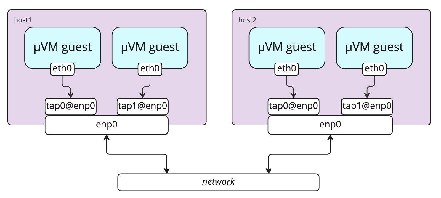 Liquid Metal Microvms macvtap networking